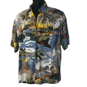 Reyn Spooner Hawaiian Shirt men’s size medium vacation travel sexy colorful boho